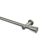 GARDINENSTANGE Platon Sitra 480 cm (geteilt in 3 x 160 cm), 1-läufig (ohne Ringe), 20 mm Ø Edelstahl-Optik - Edelstahlfarben, Metall (480cm) - INTERDECO