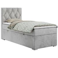 BOXBETT ALDA 90/200 Hellgrau Velvet - H3 - Links Seite - Hellgrau, Holz/Textil (90/200cm) - MKS
