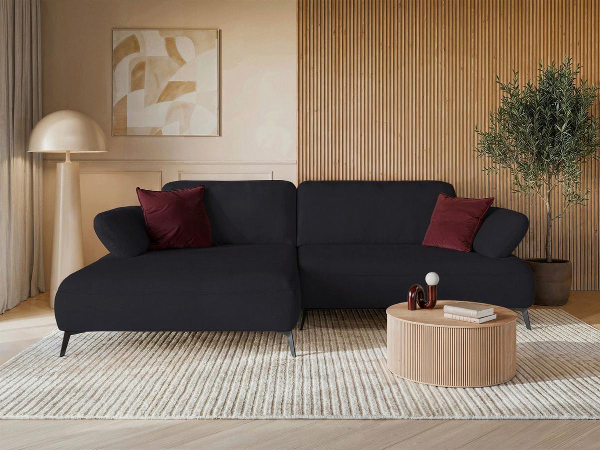 ECKSOFA Avolla Anthrazit links - Schwarz, Textil/Metall (284/186cm) - Selsey