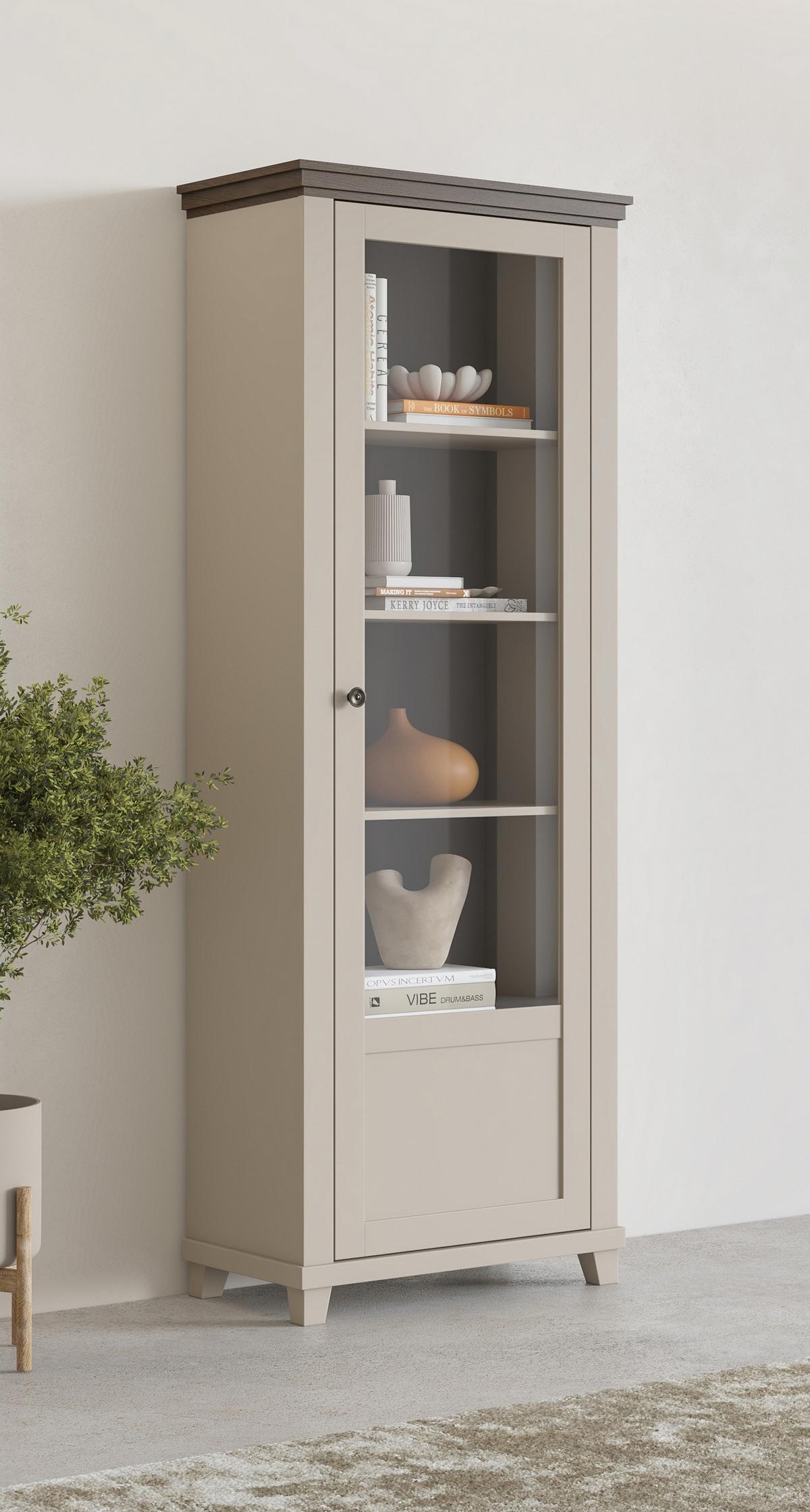 VITRINE EVANDRO 200 / 71 cm in Beige - Beige, Holzwerkstoff (71/200/42cm) - MASSENO