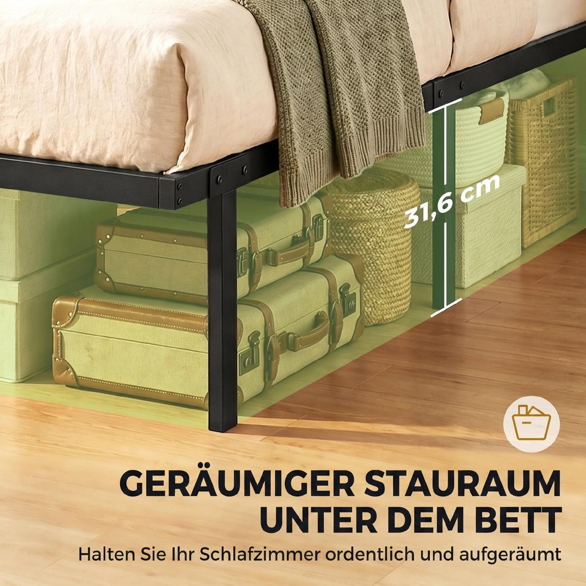 BETTGESTELL Metall Schwarz - Schwarz, Metall (90/200cm) - HOMCOM