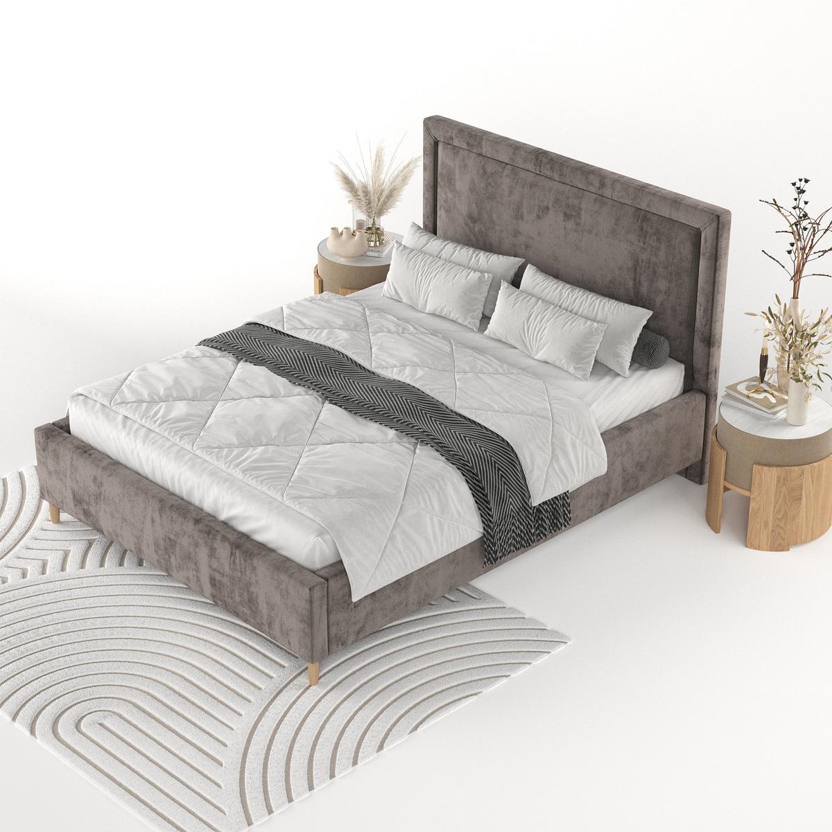 POLSTERBETT Vega 120/200 cm Braun im Lotta Stoff - Naturfarben/Braun, Holz/Holzwerkstoff (120/200cm) - AltaBeds