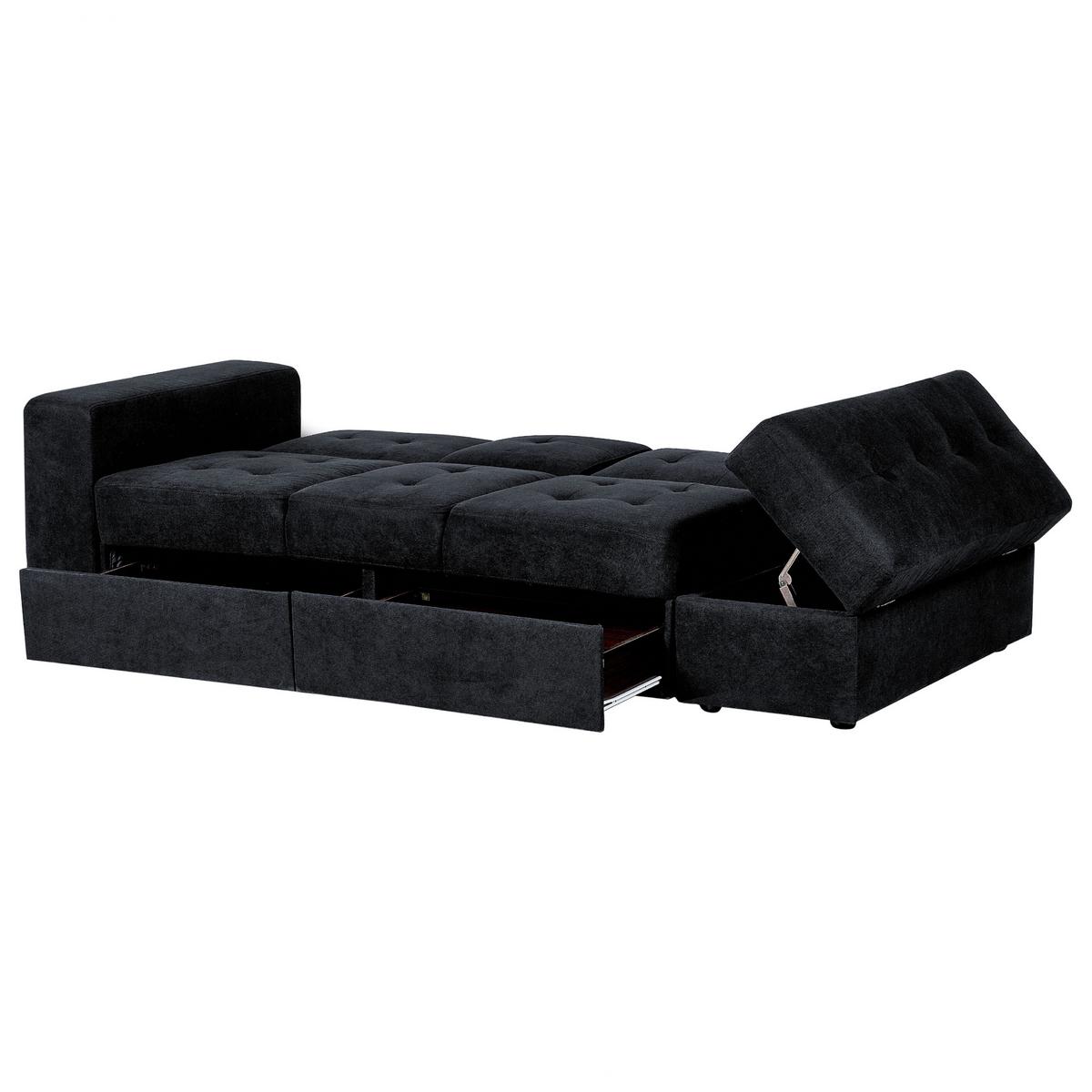 3-SITZER-SCHLAFSOFA Polsterbezug Schwarz Falster - Schwarz, Textil (210/75/94cm) - Beliani