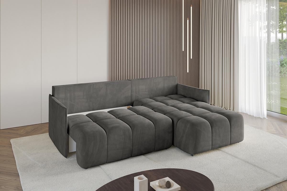 ECKSOFA Ottomane rechts LONLI-L 251x189x68 Anthrazit Velours - Anthrazit, Holzwerkstoff/Kunststoff (189/251cm) - ALTDECOR