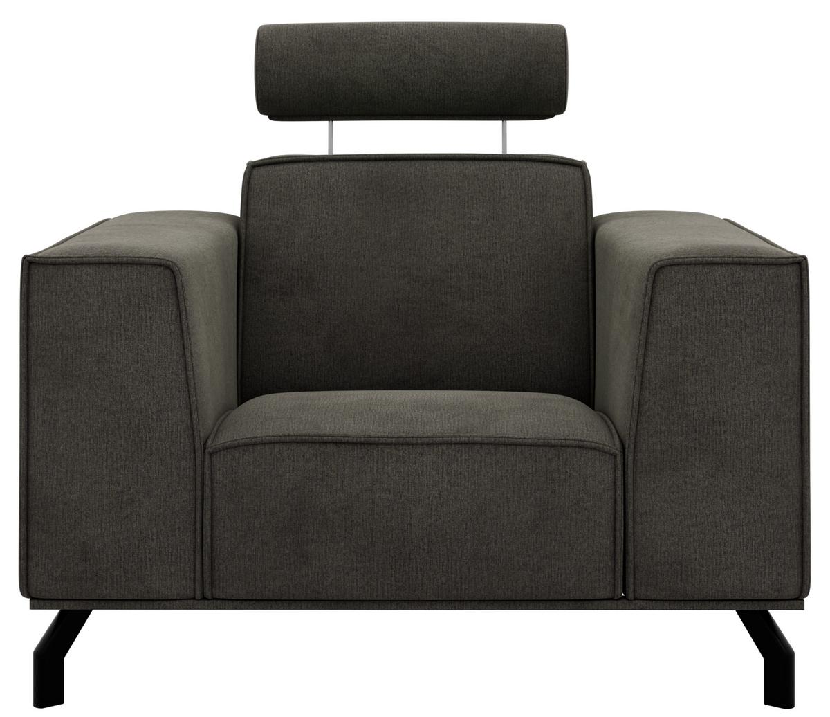SESSEL VESANO - Dunkelgrau Velvet - Dunkelgrau/Schwarz, Textil/Metall (109/90/95cm) - MKS