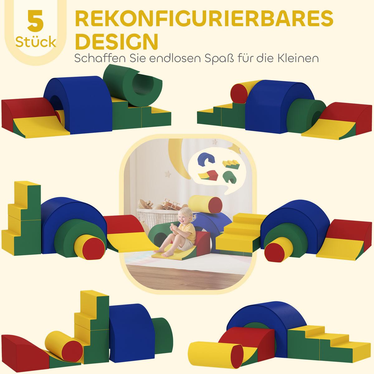 SCHAUMSTOFF Bausteine Kinder 5 tlg. Klettern Softbausteine Riesenbausteine Bunt - Multicolor, Kunststoff (39/181cm) - AIYAPLAY