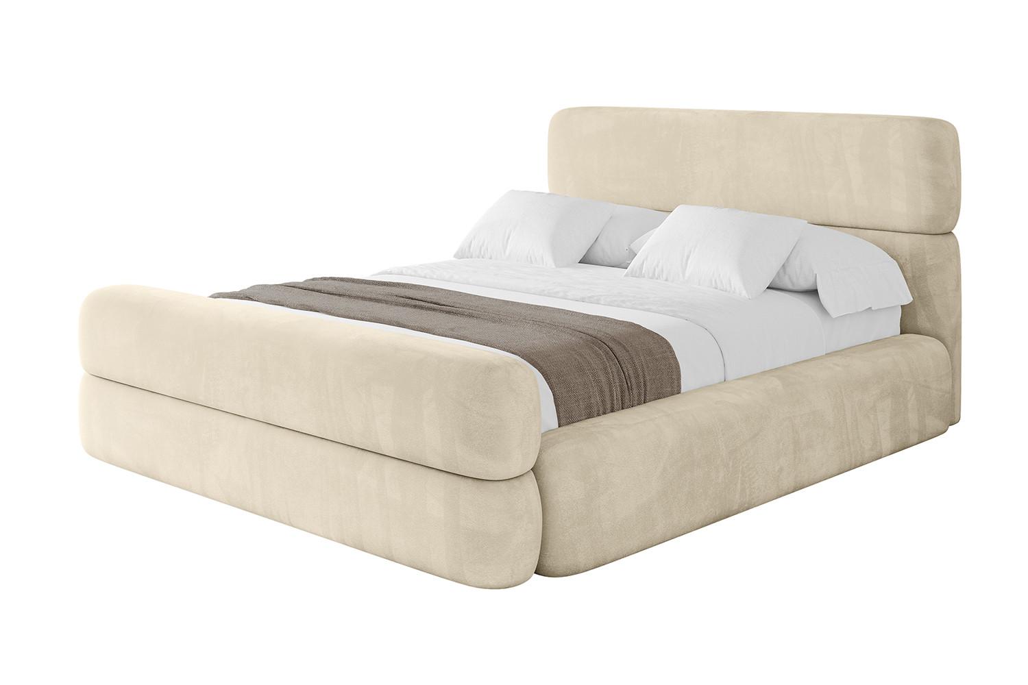 POLSTERBETT mit Bettkasten, Fußteil und Lattenrost, Boxbett mit Matratze H3/H4 - ENORA-Z 180x200 Beige - Ecru, Holzwerkstoff/Textil (180/200cm) - ALTDECOR