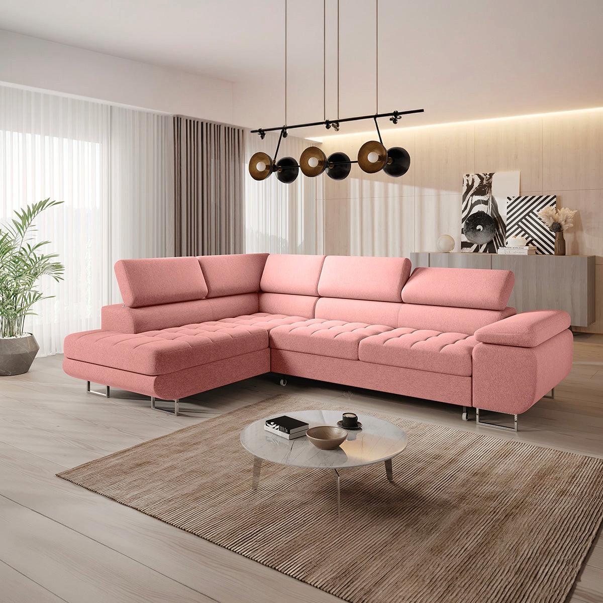 ECKSOFA Eden 4 Sitzplätze Korallenrosa - Pink, Holzwerkstoff (271/201cm) - Petits-meubles