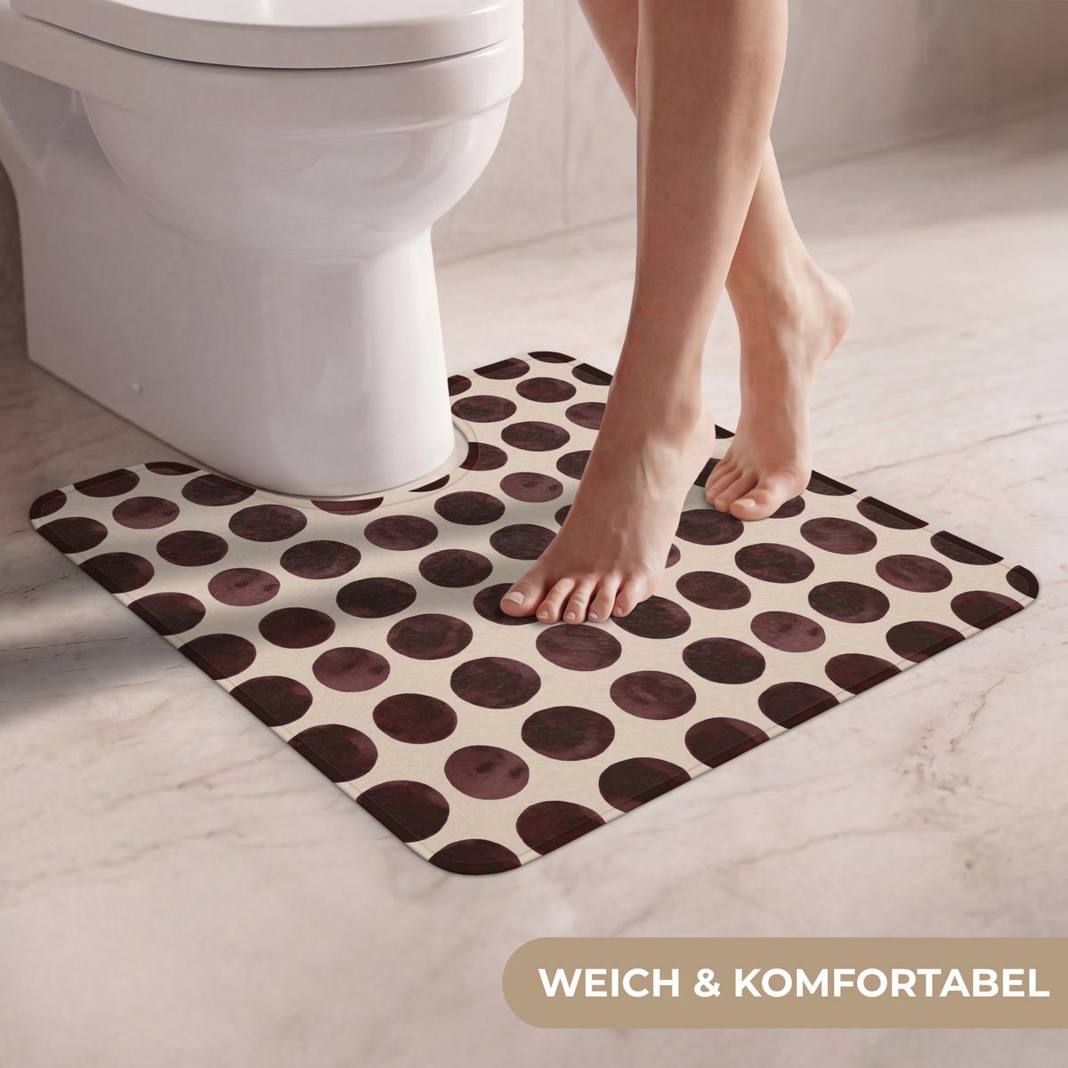 WC-VORLEGER Polka dots - Muster - Braun Toilettenvorleger 55x60 cm - Bordeaux, Textil (55/1cm) - OnlyWow