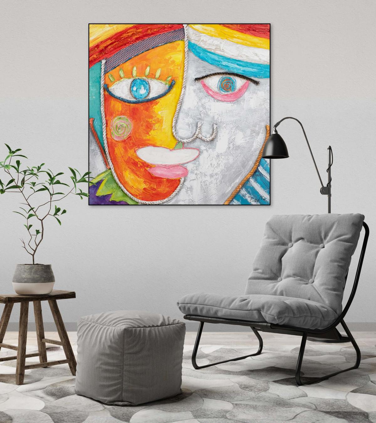 ACRYLBILD HANDGEMALT 80/80 cm - Multicolor, Holz/Textil (80/80cm) - KUNSTLOFT