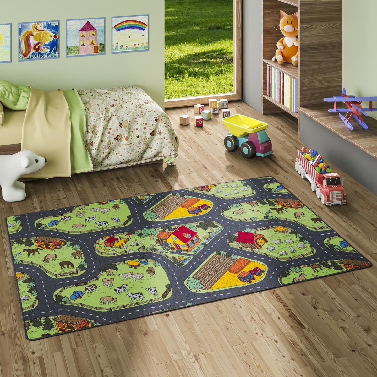KINDER SPIEL TEPPICH BAUERNHOF - Multicolor, Textil (140/200cm) - Snapstyle