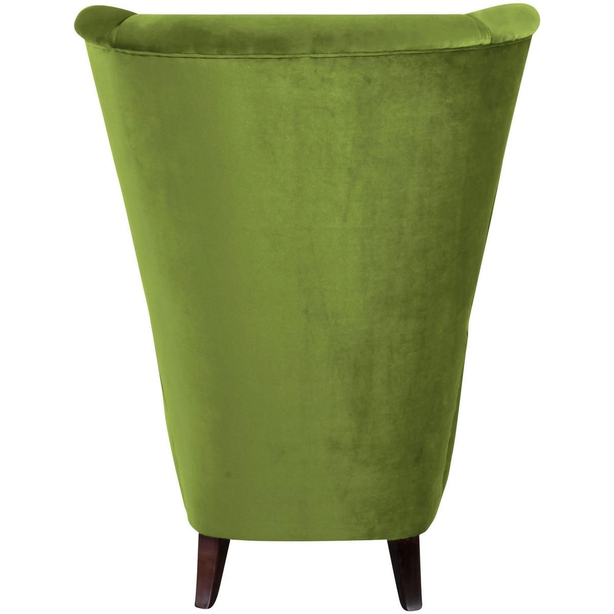 HOCHLEHNSESSEL Kailey Bezug Samtvelours Buche nussbaum dunkel / oliv - Grün, Kunststoff (96/122/89cm) - 58aufmkessel