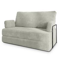 BETTSOFA LADIA aus Schaumstoff Kordstoff Hellgrau Schlaffunktion - Hellgrau, Textil (140/86/60cm) - MASSENO