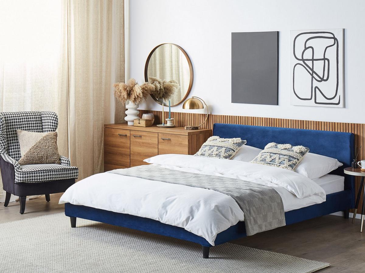 POLSTERBETT 180/200cm Dunkelblau Fitou - Dunkelblau, Textil (180/200cm) - Beliani