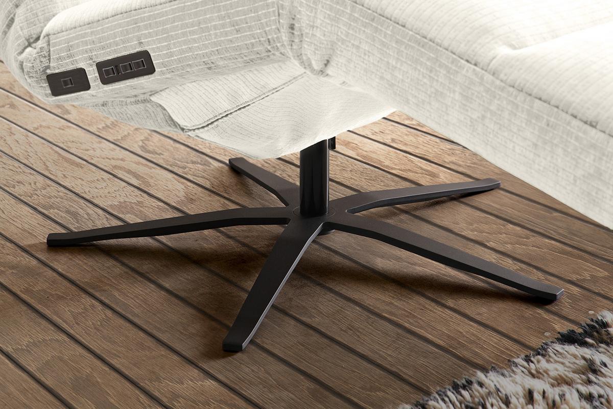 RELAXLIEGE ALINA Cremeweiß Cord Relaxfunktion, Drehbar (360°) - Creme/Schwarz, Textil/Metall (82/115/156cm) - KAWOLA