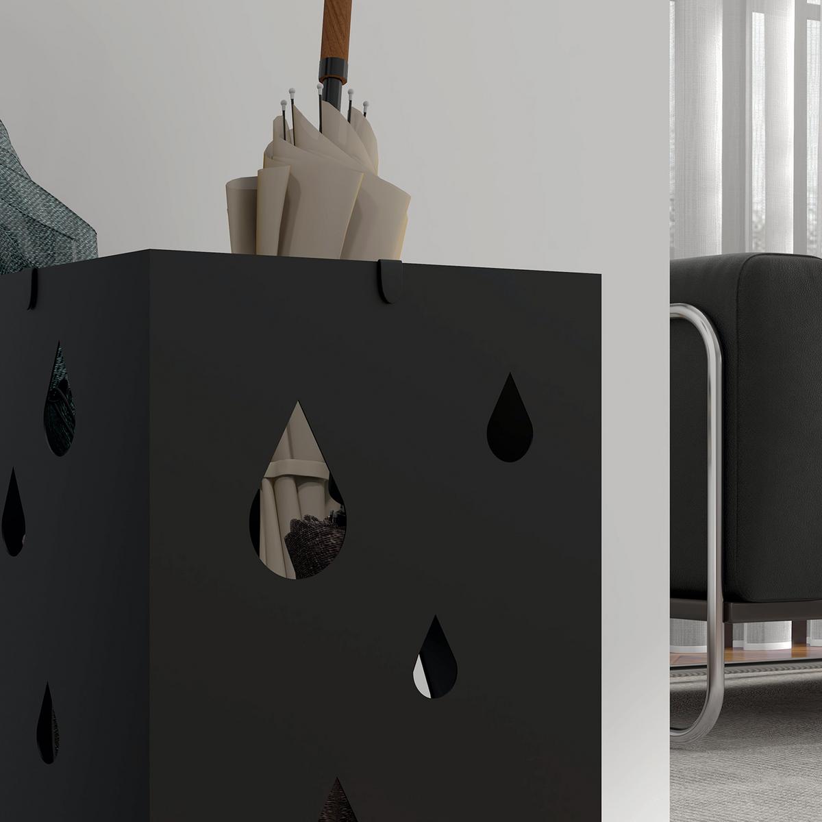 REGENSCHIRMSTÄNDER Schirmständer mit 4 Haken, Wasserauffangschale Stahl Schwarz - Schwarz, Metall (15.5/40/15.5cm) - HOMCOM