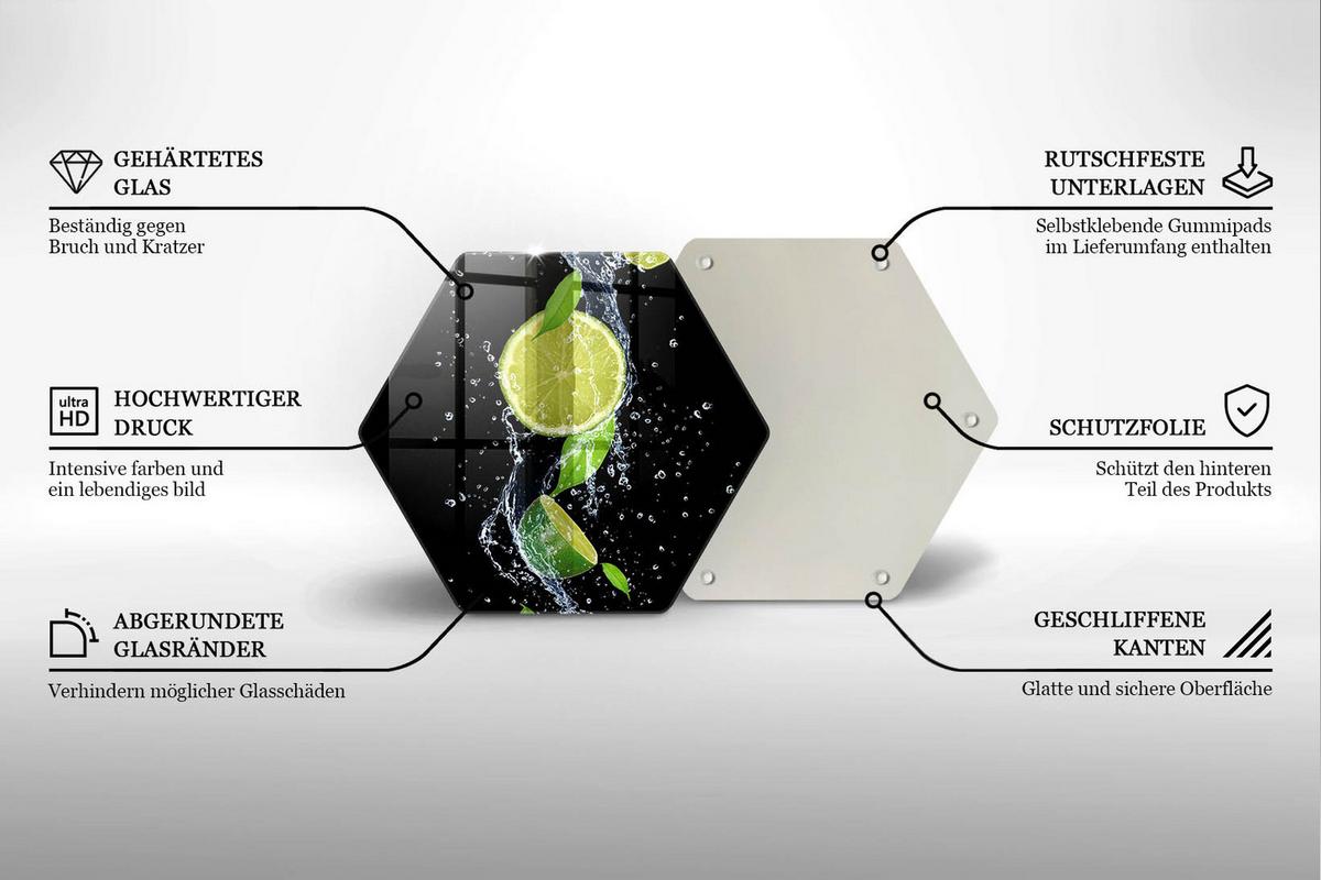 GLASPLATTE 40 cm Saftige Limette im Wasser - Schwarz, Glas (40/40cm) - Wallfluent