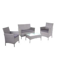 POLY-RATTAN GARTEN-GARNITUR Grau - Anthrazit/Grau, Kunststoff - MCW