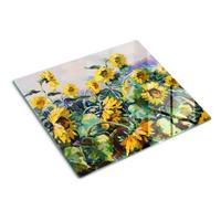 GLASPLATTE 60x52 cm Sonnenblumen - Gelb, Glas (60/0.4/52cm) - TULUP
