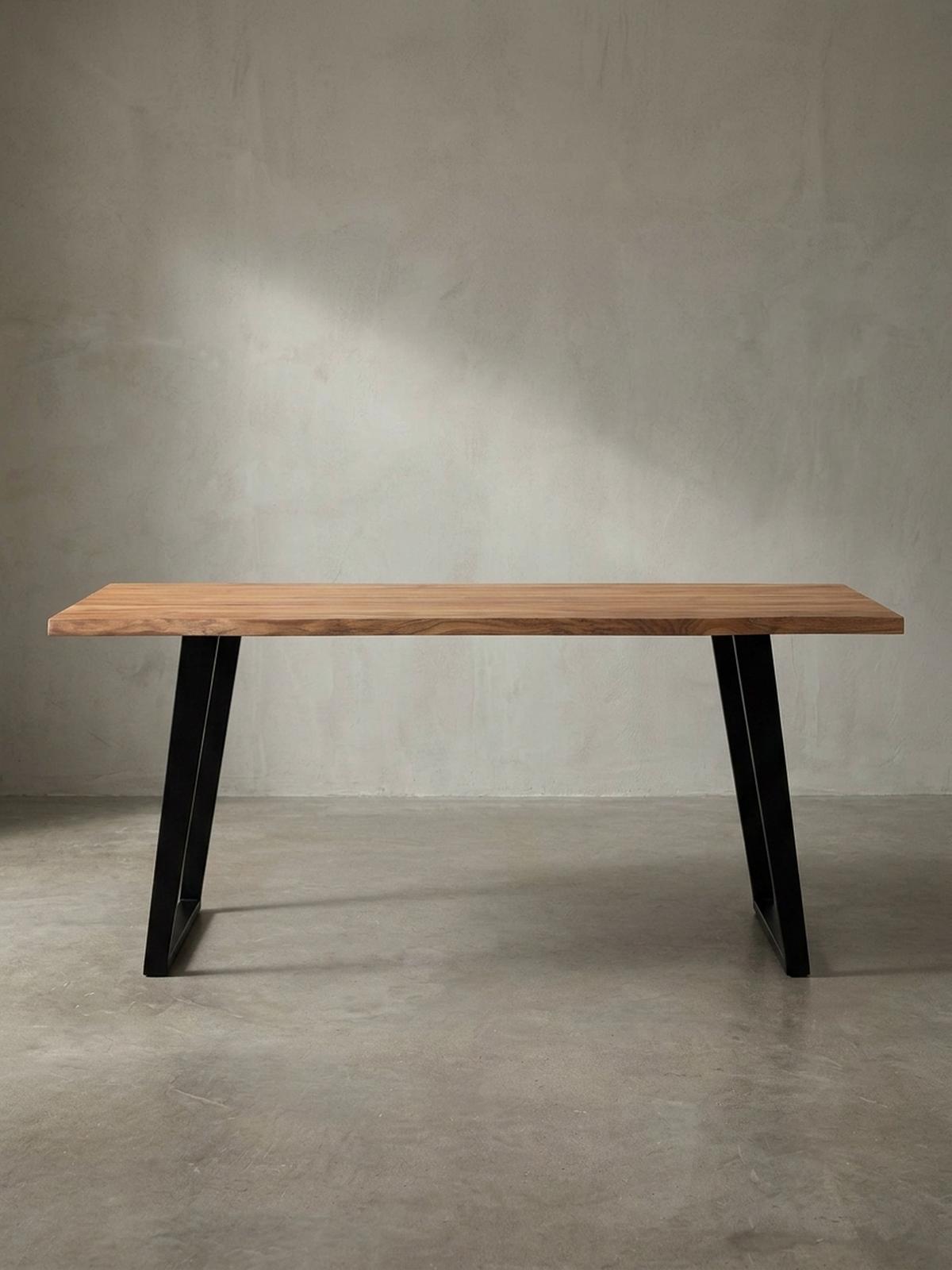 SCHREIBTISCH Massivholz Baumkante U-Gestell Handarbeit ATOLL, Goldbraun-Schwarz 120x60x76 cm - Schwarz/Braun, Holz/Metall (60/120/76cm) - KADIMA DESIGN