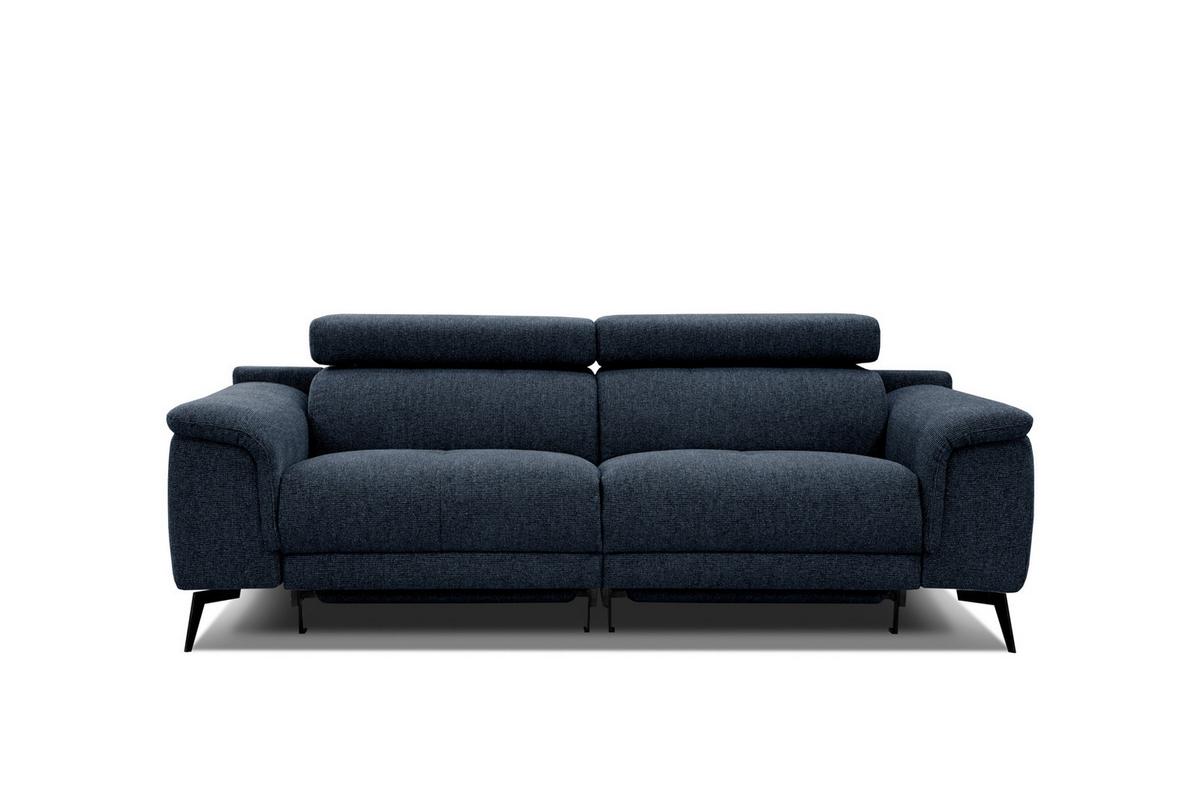 RELAXSOFA FIERO 3-Sitzer mit 2 Relaxfunktionen, dunkelblau - Schwarz/Dunkelblau, Holzwerkstoff/Textil (212/82/103cm) - Wozimo
