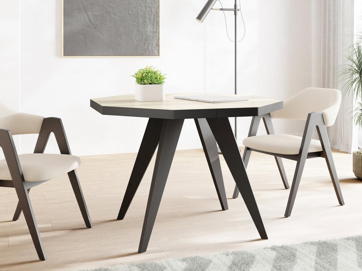 ESSTISCH Quadro quadratischer ausziehbarer, Sonoma Eiche 100-150/100/76 cm - Schwarz/Sonoma Eiche, Holz/Holzwerkstoff (100/150/76cm) - WFL GROUP