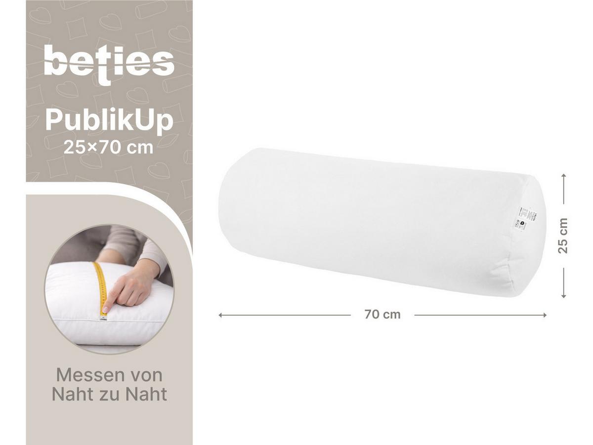 KISSENROLLE PublikUp gefüllt mit Schaumstoffflocken 25/70 cm - Weiß, Naturmaterialien/Textil (25/70cm) - beties Heimtextil
