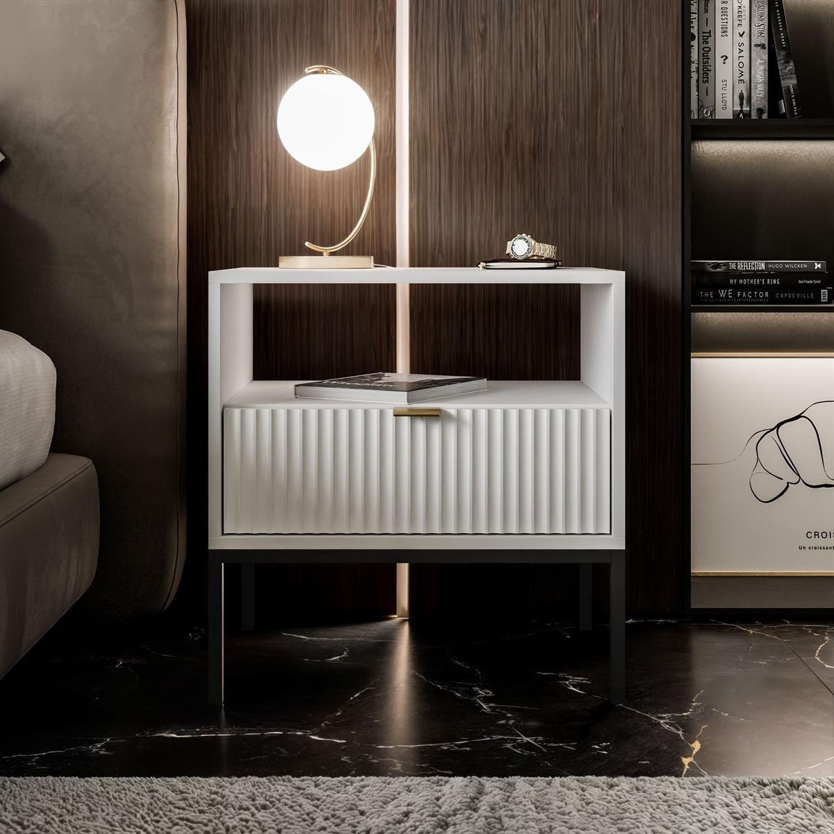 NACHTTISCH CORTADO S54 WEISS - Weiß, Holzwerkstoff (54/56/39cm) - Lookway