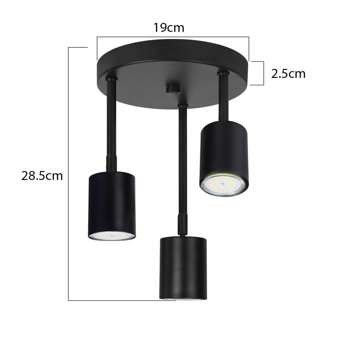 DECKENSTRAHLER Magnuson 3-flammig 19/19/28.5cm - Schwarz, Metall (19/19/28.5cm) - Nettlife
