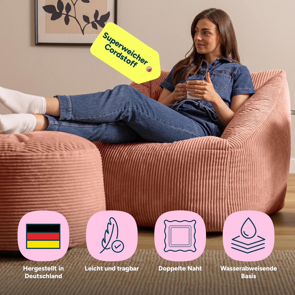 SITZSACK Sessel Natalia mit Sitzpouf - Pink, Textil (97/73/84cm) - icon