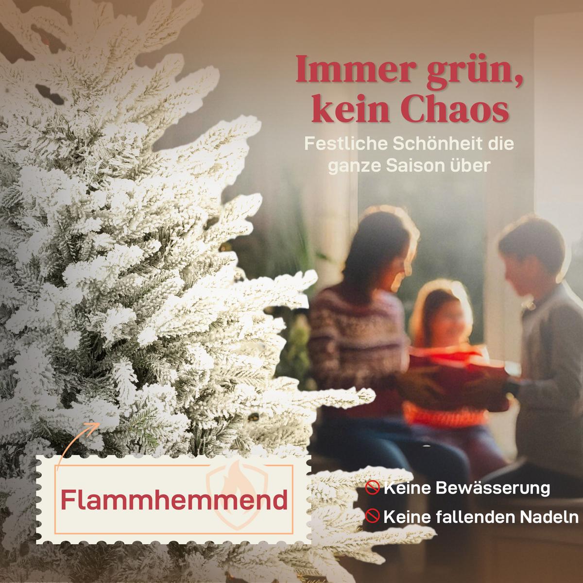 KÜNSTLICHER-WEIHNACHTSBAUM, 180cm Christbaum mit Schnee, 1815 Zweigen Grün - Grün, Kunststoff (180cm) - HOMCOM