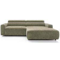 ECKSOFA Fando Salbeigrün Chenille - Schwarz/Hellgrün, Kunststoff/Textil (182/252cm) - Selsey