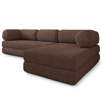 ECKSOFA KELI modulares Boneless Sofa mit Schlaffunktion Braun Boucle-Stoff - Braun, Textil (270/160cm) - MASSENO