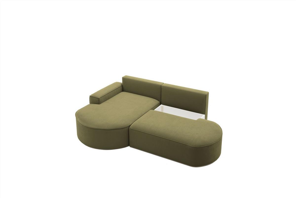 ECKSOFA Girona Mit Schlaffunktion - Grün, Holzwerkstoff/Textil (278/179cm) - Fun Möbel