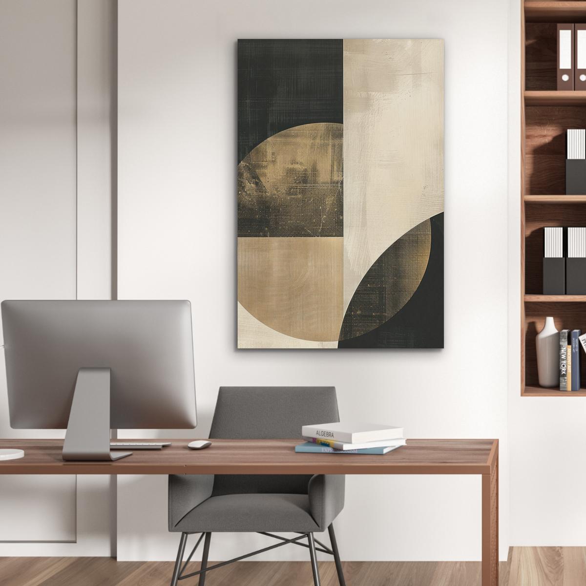 AKUSTIKBILD Abstrakt - Geometrische Formen - Schwarz - Gold Wanddeko 60x90 cm - Ecru, Kunststoff (60/90/0.9cm) - MuchoWow