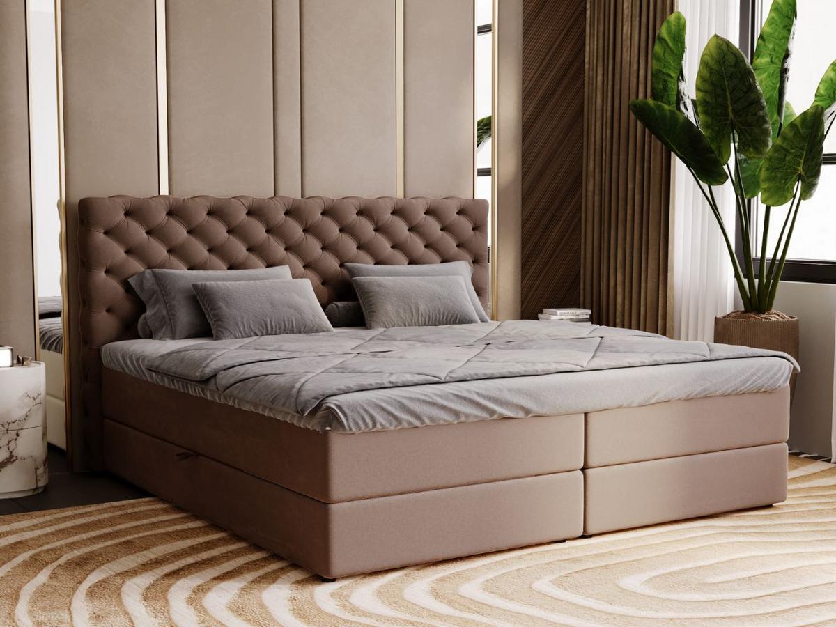 BOXBETT Bergamo 200x200 Braun - Schwarz/Braun, Holz/Textil (200/200cm) - Graingold