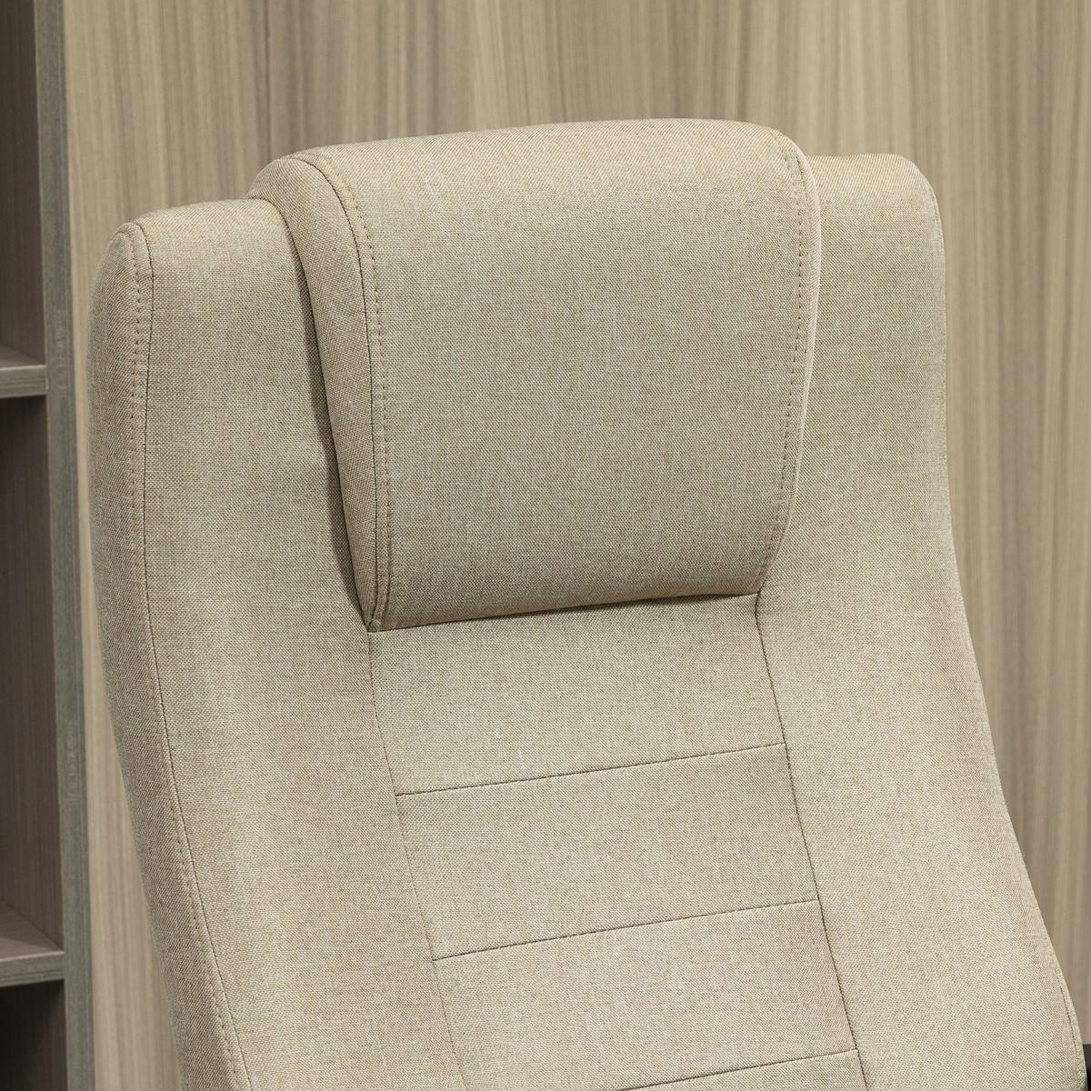 BÜROSTUHL, Ergonomisch Schreibtischstuhl mit Kopfstütze, Leinenoptik Beige - Beige, Kunststoff (62/119/76cm) - Vinsetto