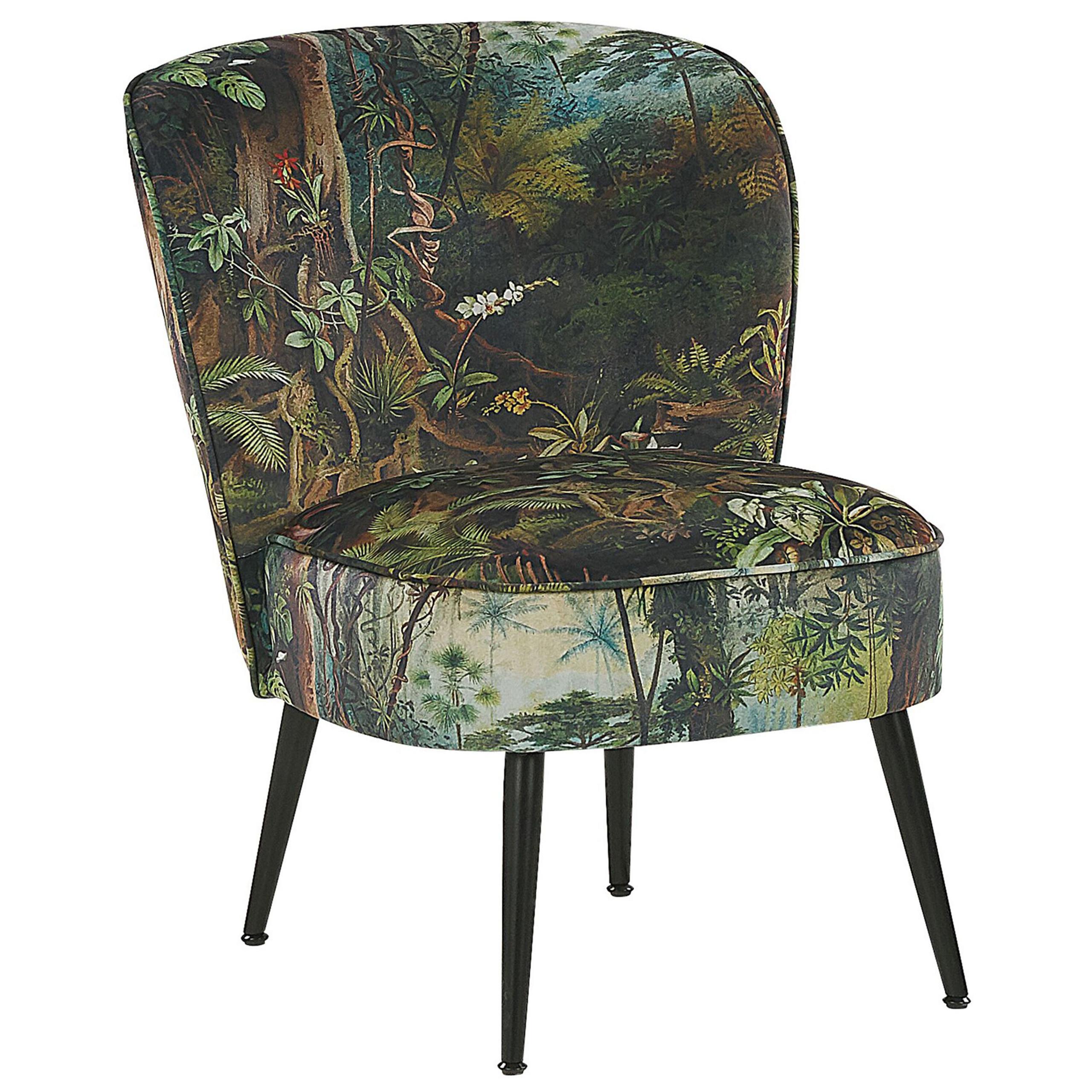 SESSEL Polsterbezug Grün Voss - Multicolor/Grün, Textil/Metall (60/76/52cm) - Beliani