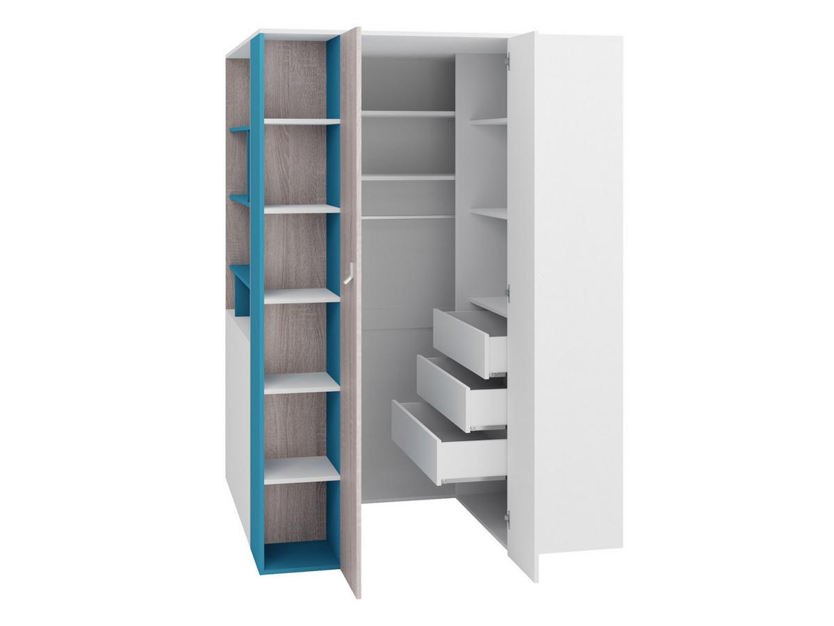 ECKKLEIDERSCHRANK Planet 01 L / P - Eichefarben/Schwarz, Holzwerkstoff (135/190/135cm) - MIRJAN24