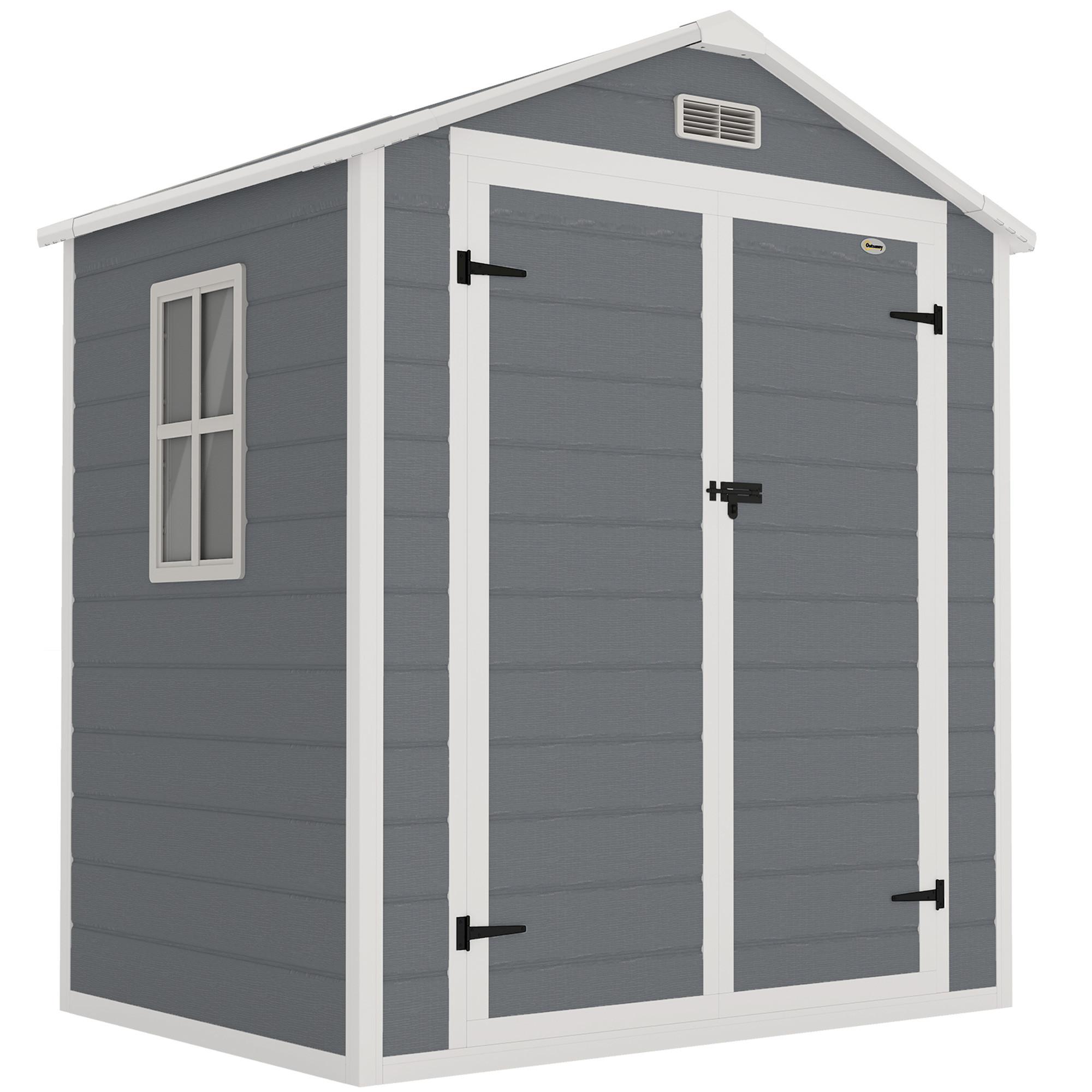 GERÄTEHAUS mit Pultdach 183 x 134 cm Gartenhaus mit Fenster für Garten Grau - Grau, Metall (134/210/183cm) - Outsunny