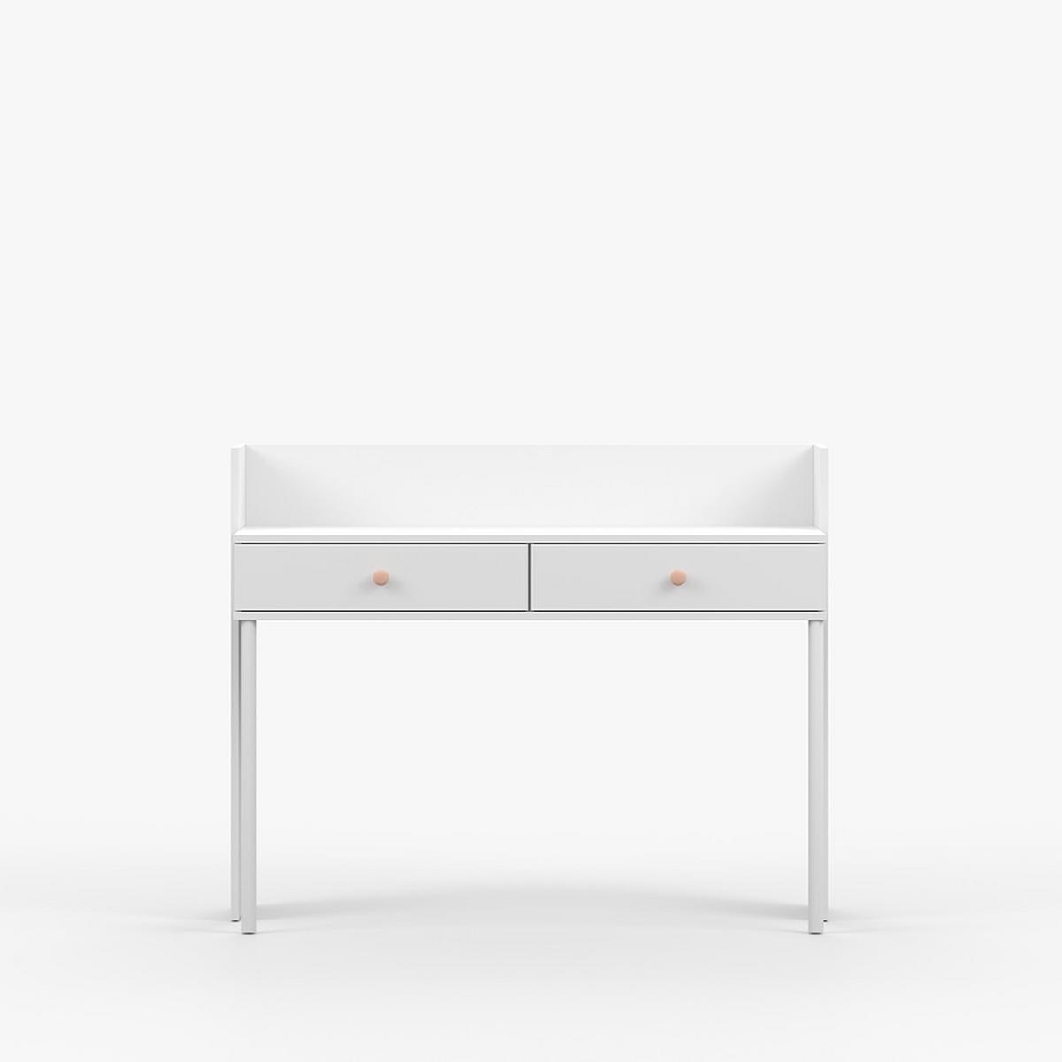 SCHREIBTISCH OLAF I 120cm/95cm/52cm Weiß, Griff Rosa - Rosa/Weiß, Holzwerkstoff/Metall (52/120/95cm) - imoebel24