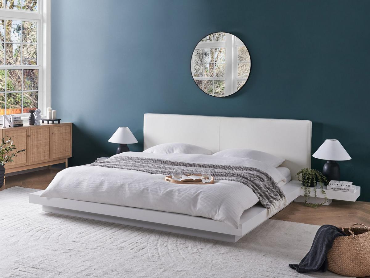 BETT mit Lattenrost 180x200 cm Weiß Zen - Weiß, Holzwerkstoff (180/200cm) - Beliani