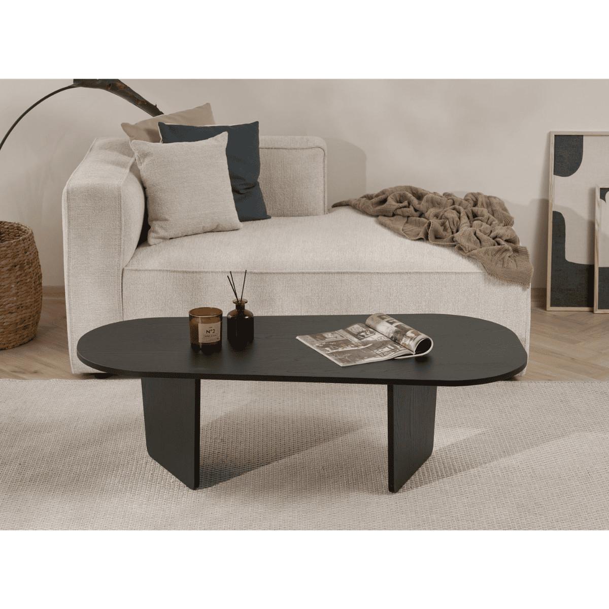 COUCHTISCH mit abgerundeter Tischplatte L130 cm 65/130/40 cm - Eichefarben, Holzwerkstoff (70/65/40cm) - Calicosy