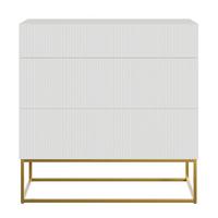 KOMMODE Veldio Weiß mit 3 Schubladen 90 cm - Goldfarben/Weiß, Holzwerkstoff/Metall (90/90/38cm) - Selsey