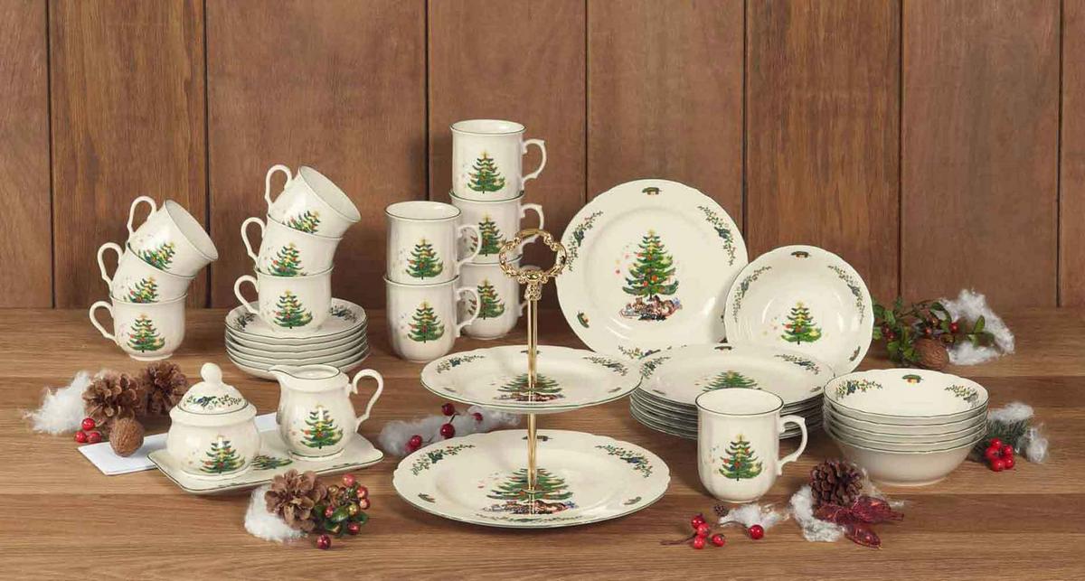 BECHER MIT HENKEL Marieluise Weihnachten weiß-grün 270 ml 6er Set - Weiß/Grün, Keramik (0.27L) - Seltmann Weiden