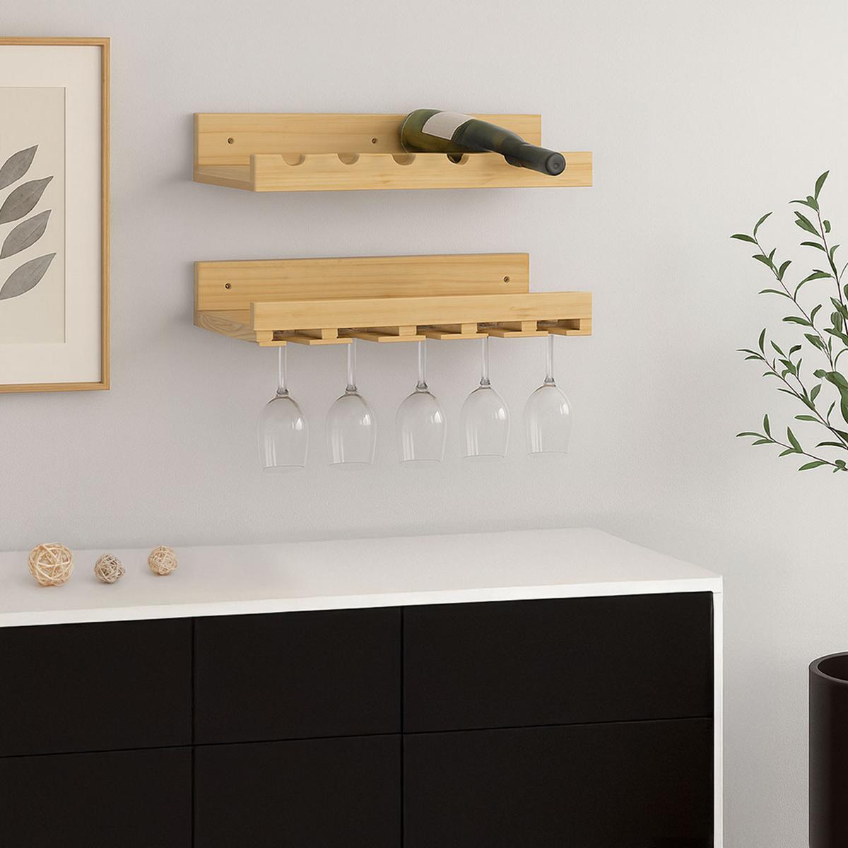 WEINREGAL Hellbraun 2er-Set-Set - Hellbraun, Holz (61/12/28cm) - MCW