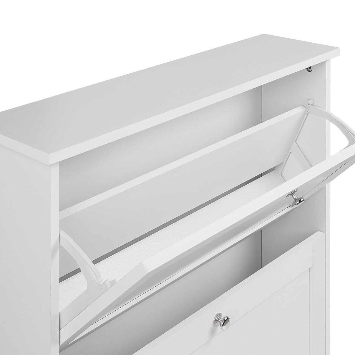 SCHUHSCHRANK Weiß Chelan - Silberfarben/Weiß, Holzwerkstoff (76/80/19cm) - Beliani