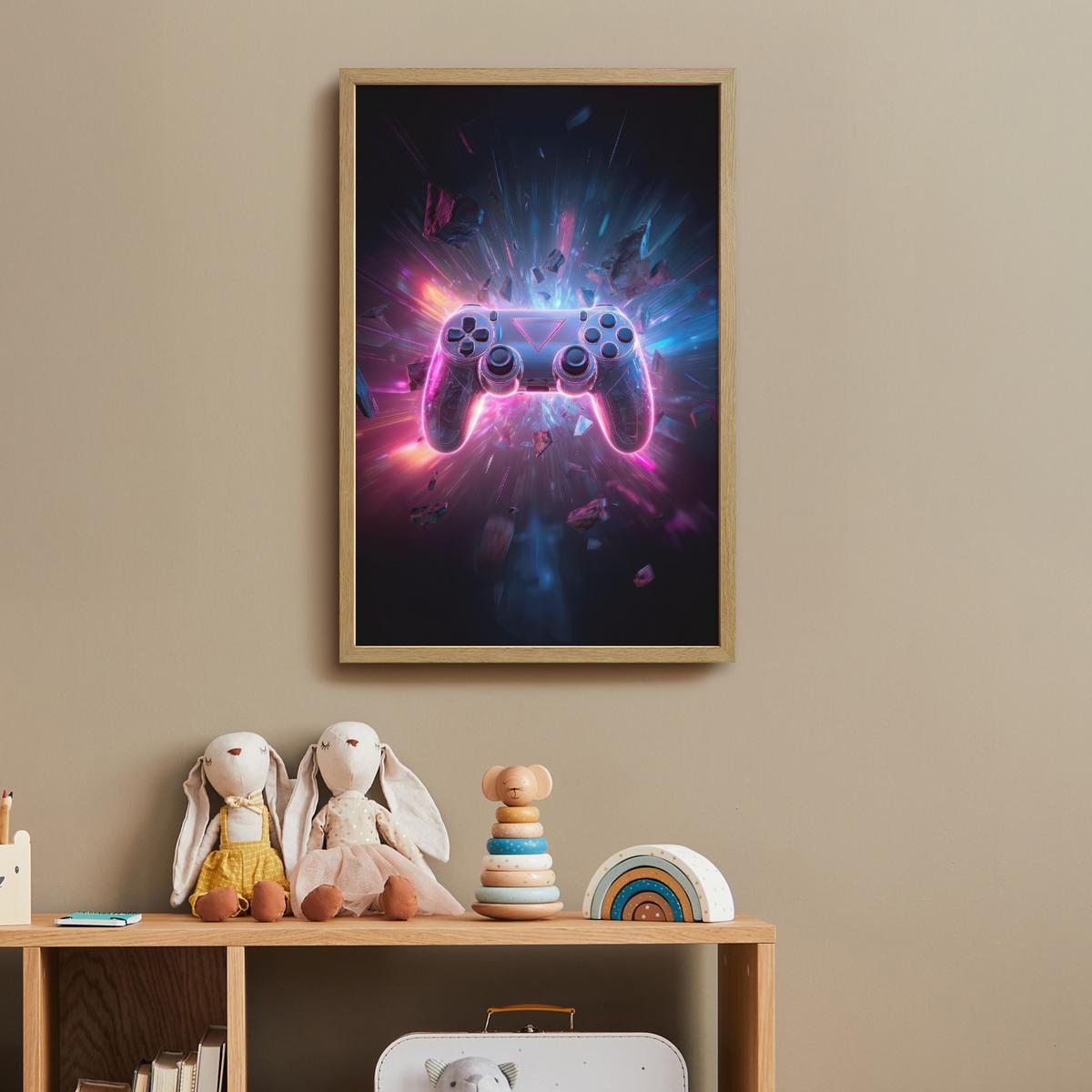 NACHTTISCHLAMPE MIT AKKU Controller - Neon - Explosion - Abstrakt 40x60 cm - Violett, Holzwerkstoff (8/40/60cm) - OnlyWow