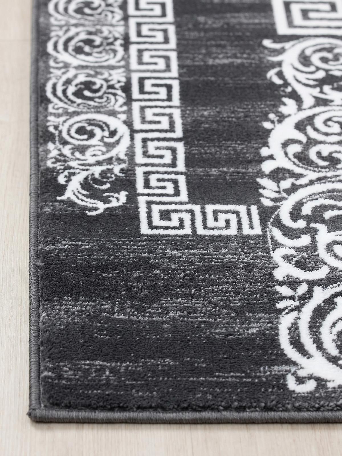 TEPPICH Kurzflor ASPEN in Grau, mit Mäander-Muster, 80 x 300 cm - Grau, Textil (80/300cm) - KADIMA DESIGN