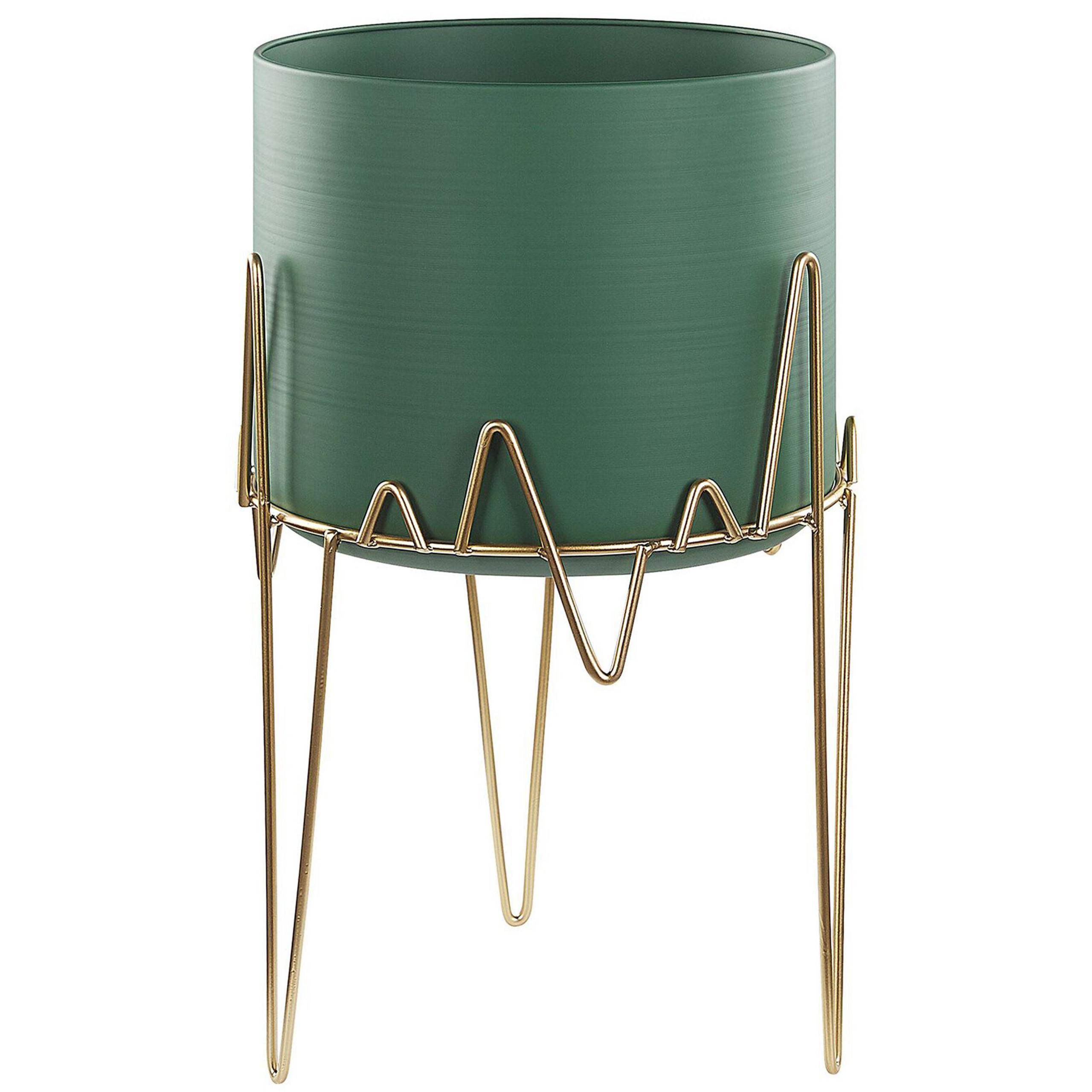 PFLANZENSTÄNDER Metall grün/gold 50 cm Kalandra - Goldfarben/Grün, Metall (50cm) - Beliani
